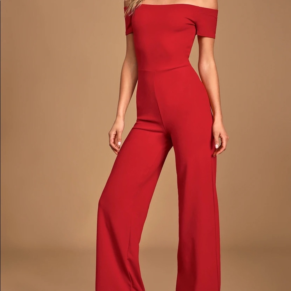 Red off the shoulder jumpsuit BNWT